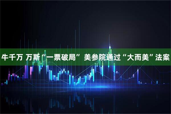 牛千万 万斯“一票破局” 美参院通过“大而美”法案